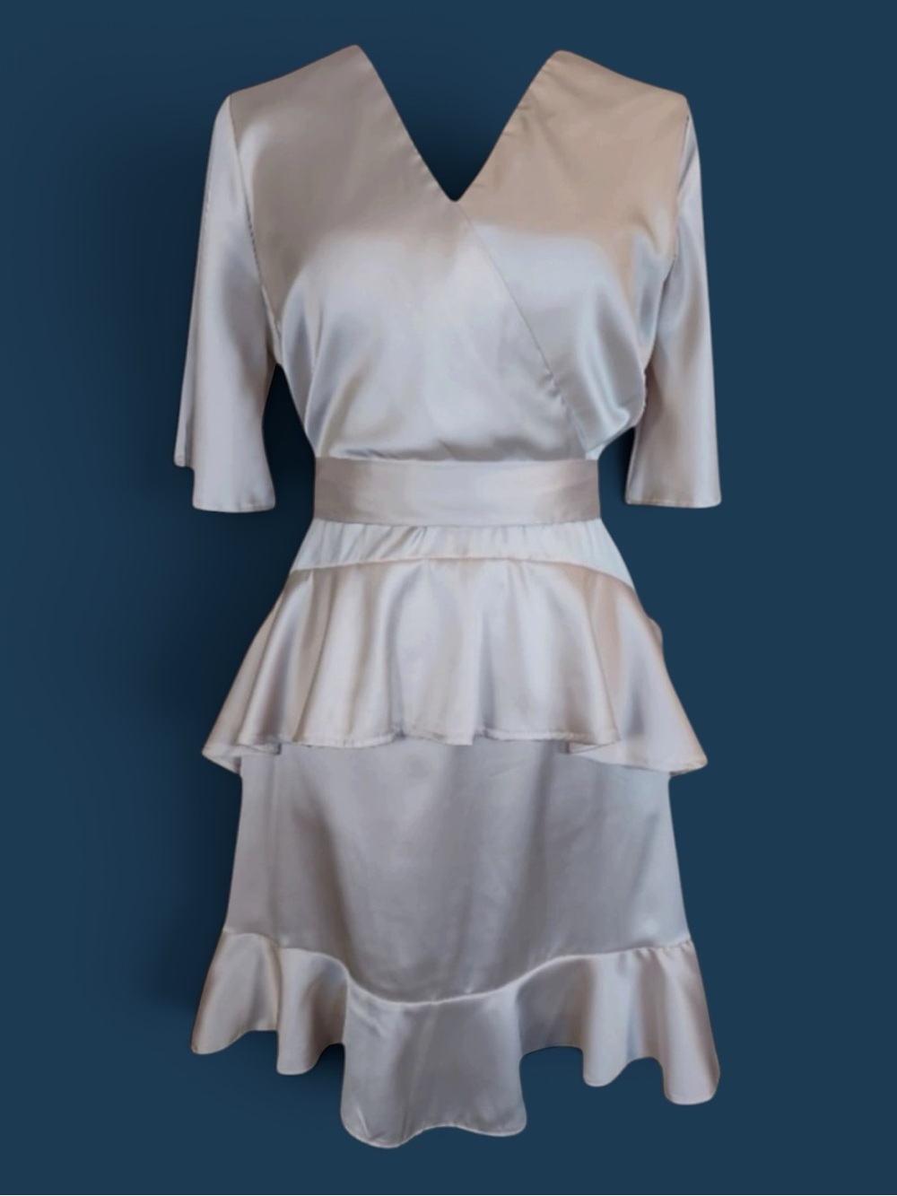 Altar’d State Dress Satin Tiered Ruffle Party Cocktail Wedding Guest Coquette M